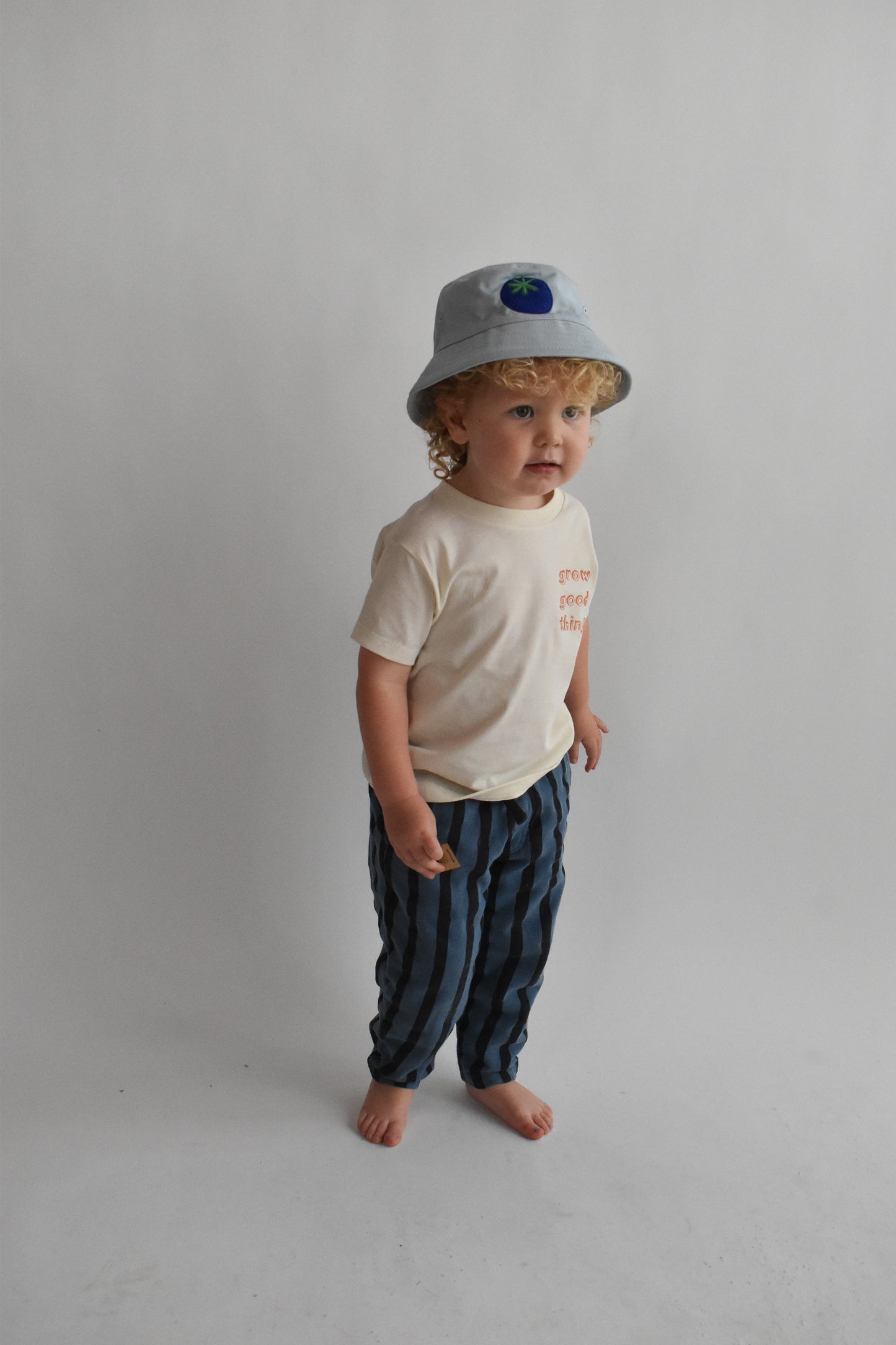 Organic Embroidered Blueberry Bucket Hat