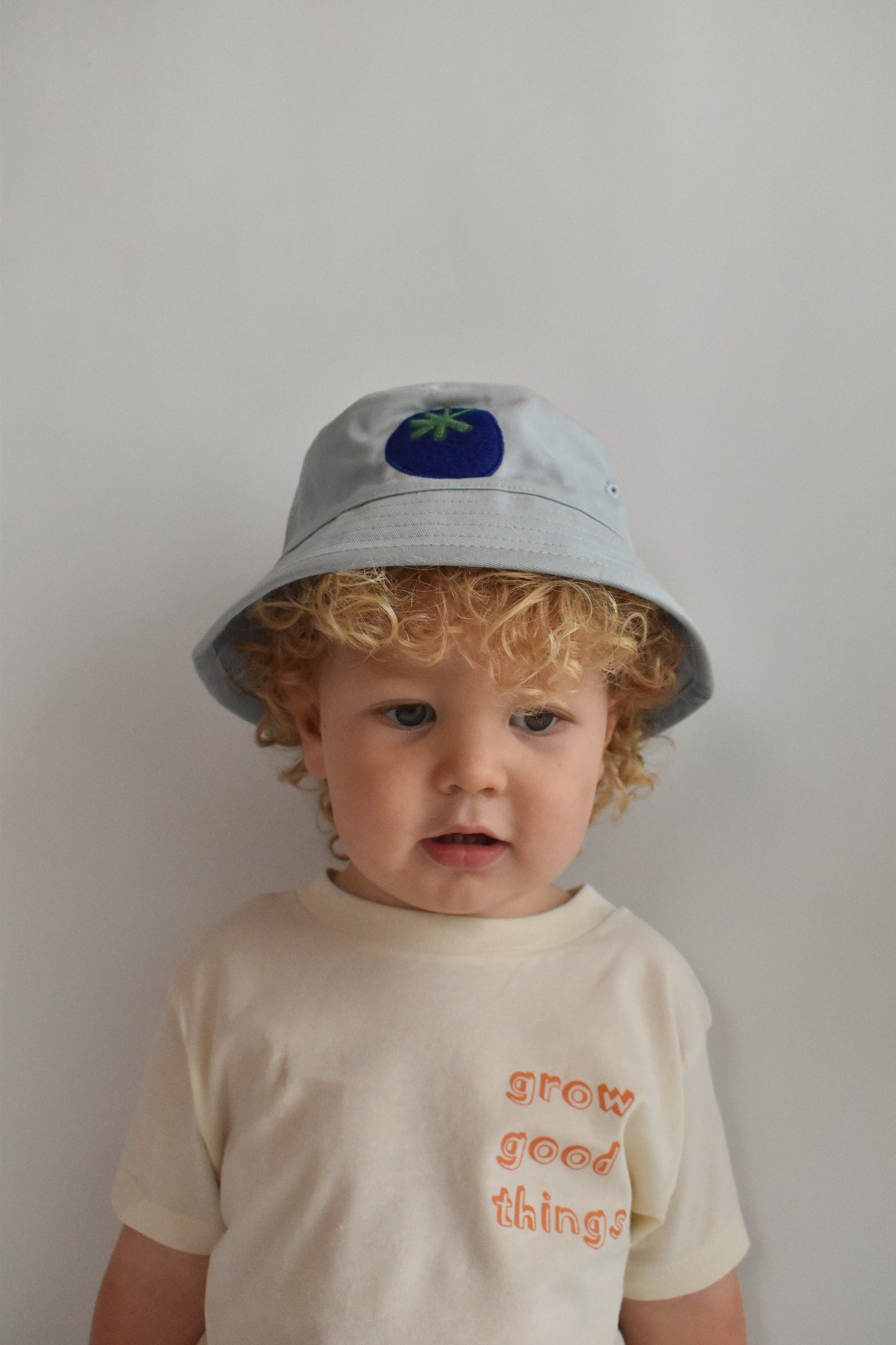 Organic Embroidered Blueberry Bucket Hat