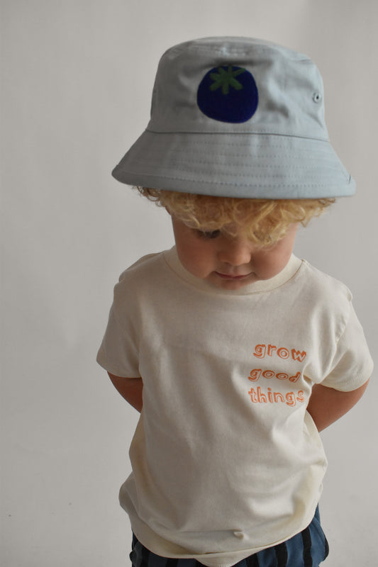 Organic Embroidered Blueberry Bucket Hat